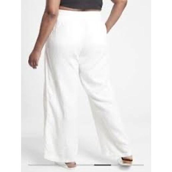 Athleta Cabo Linen Wide Leg Pant Calla Lilly Size 16 - Picture 2 of 10